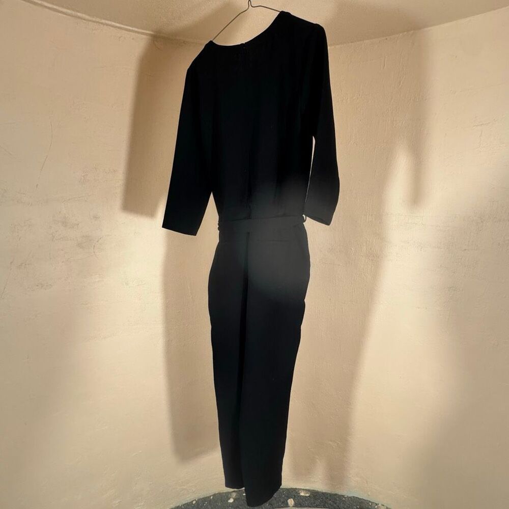 Madewell Black Tie-Waist Jumpsuit – 3/4 Sleeve | Crewneck | Size 4 - Picture 5 of 8